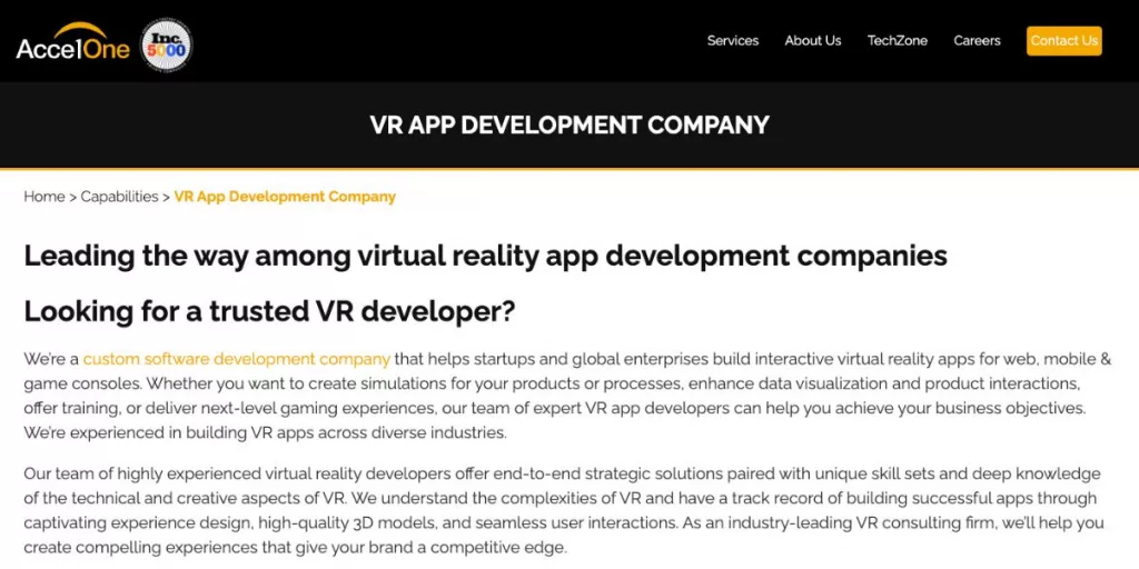 AccelOne VR app developer