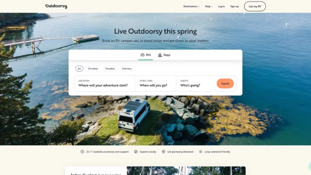 Outdoorsy app like Airbnb