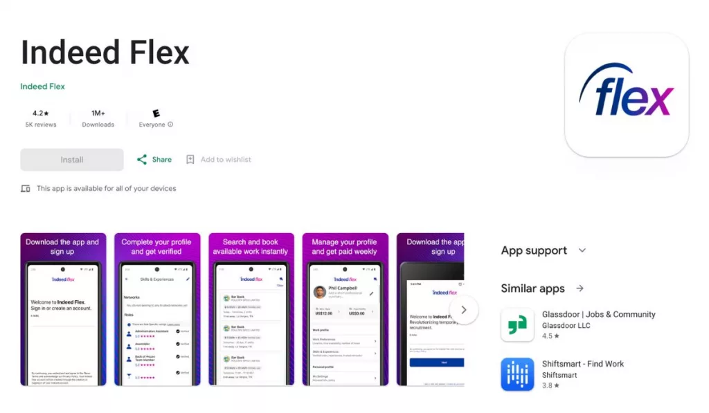 Indeed Flex: App Similar to ShiftSmart