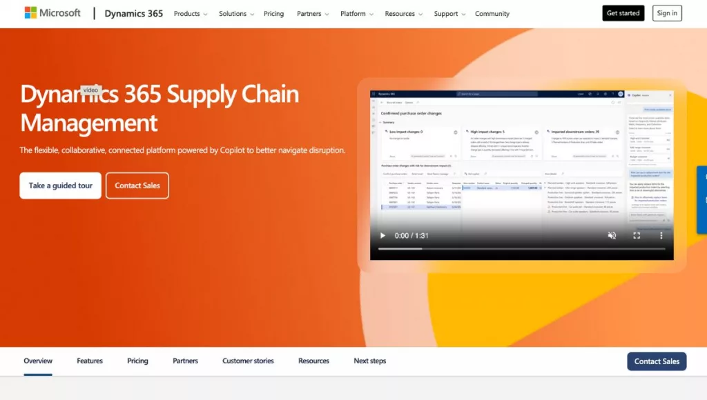 Microsoft Dynamics 365 Supply Chain Management System