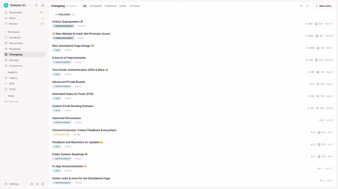 Sleekplan product preview or app interface