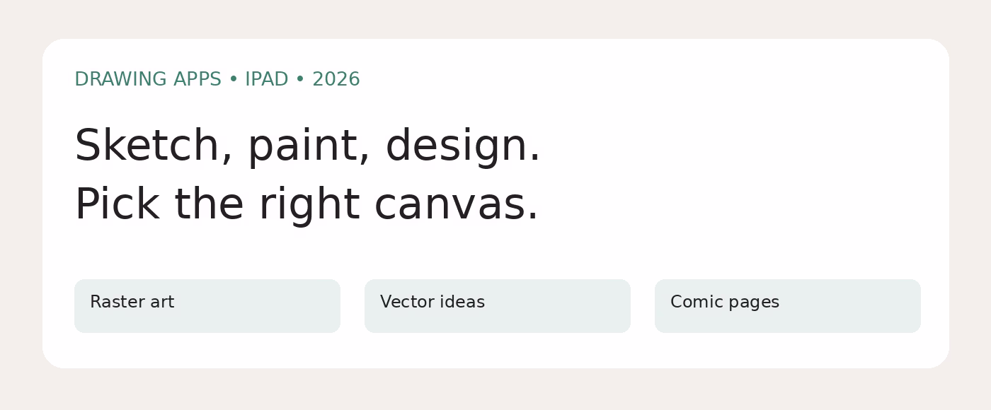 Original editorial guide to raster drawing, vector sketching and comic-page workflows on iPad