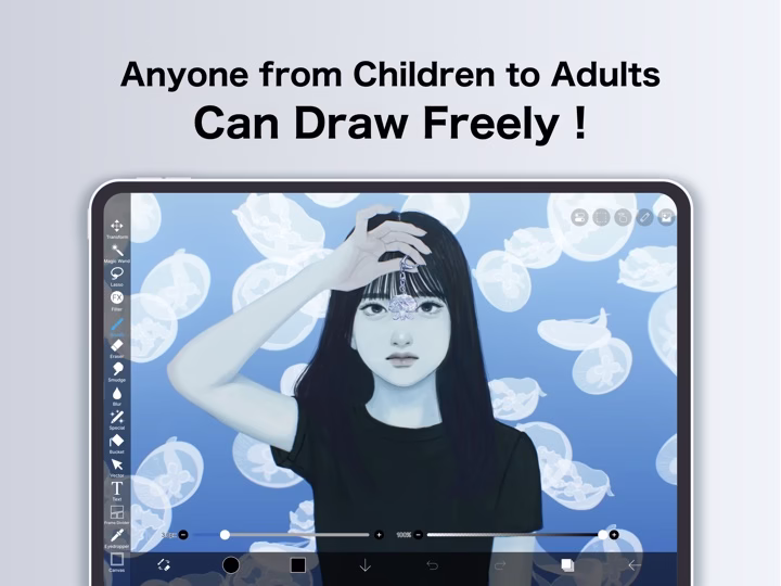ibis Paint X iPad listing showing character illustration and app canvas