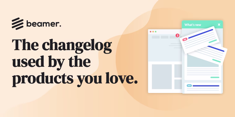 Beamer official product graphic showing the changelog experience