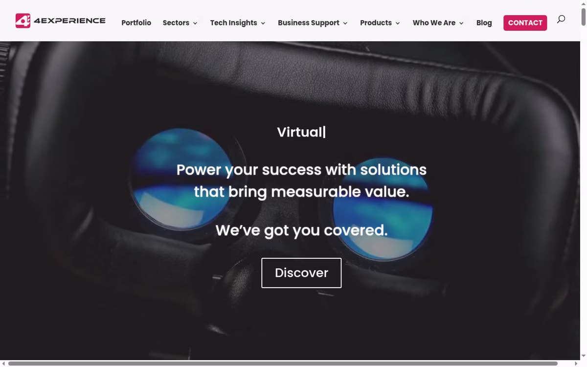 4Experience desktop homepage showing its current company positioning
