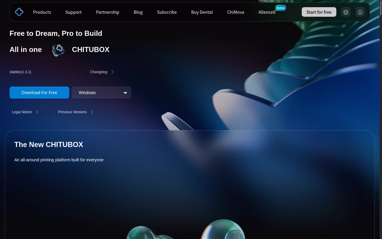 CHITUBOX official website hero showing CHITUBOX resin workflows