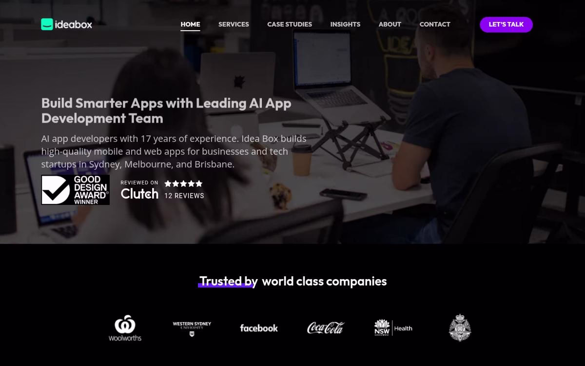 Idea Box desktop homepage screenshot