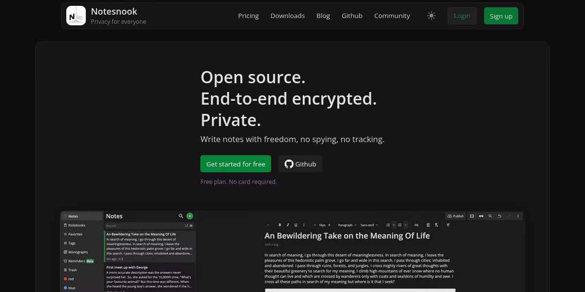 Notesnook banner for the open source private note-taking app