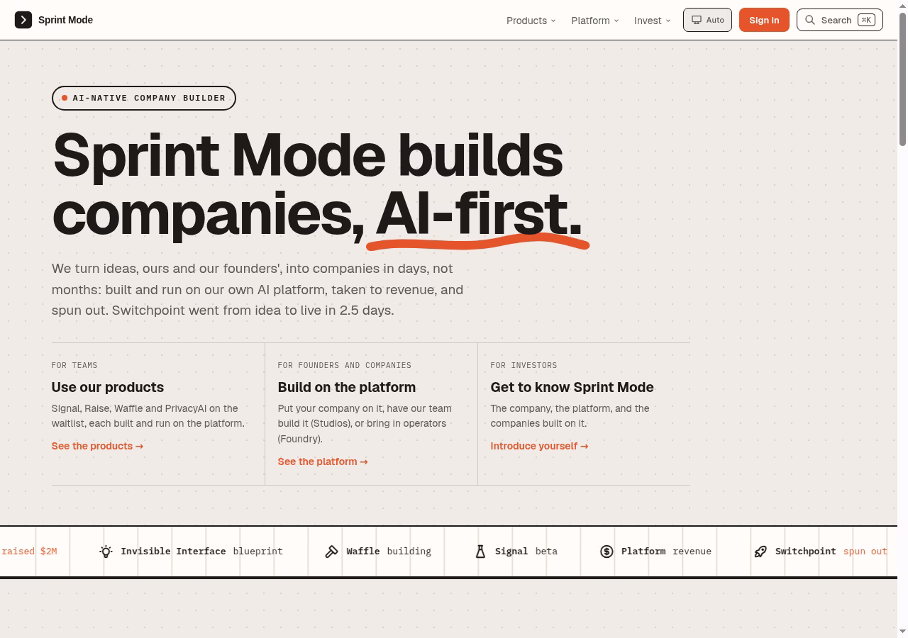 Code Power / current Sprint Mode destination website homepage checked October 5, 2026