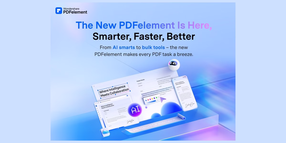 PDFelement homepage image for the Wondershare PDF editor