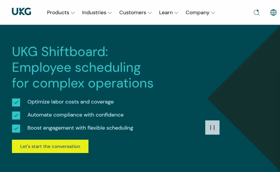 UKG Shiftboard official homepage and product positioning