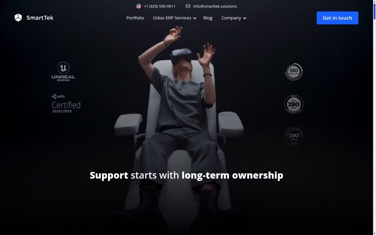 SmartTek desktop homepage showing its current company positioning
