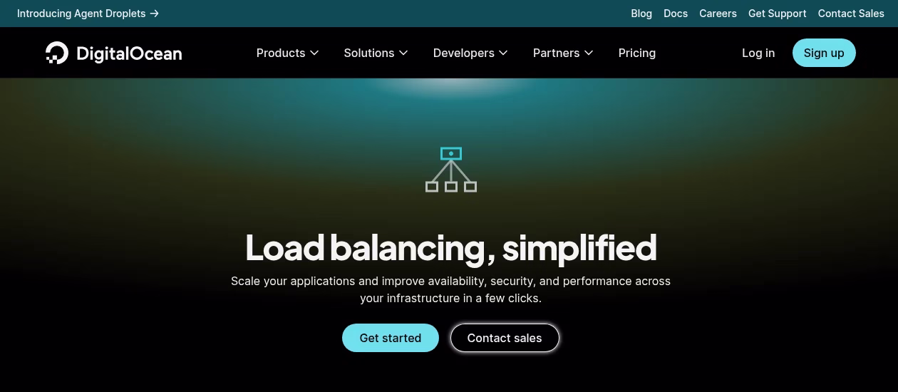 DigitalOcean Load Balancers official public product or project homepage, captured on 7 October 2026