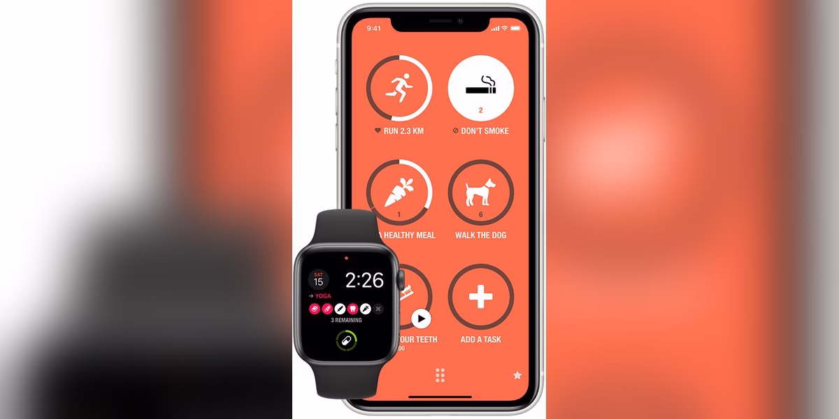 Streaks habit app image showing iPhone and watch screens
