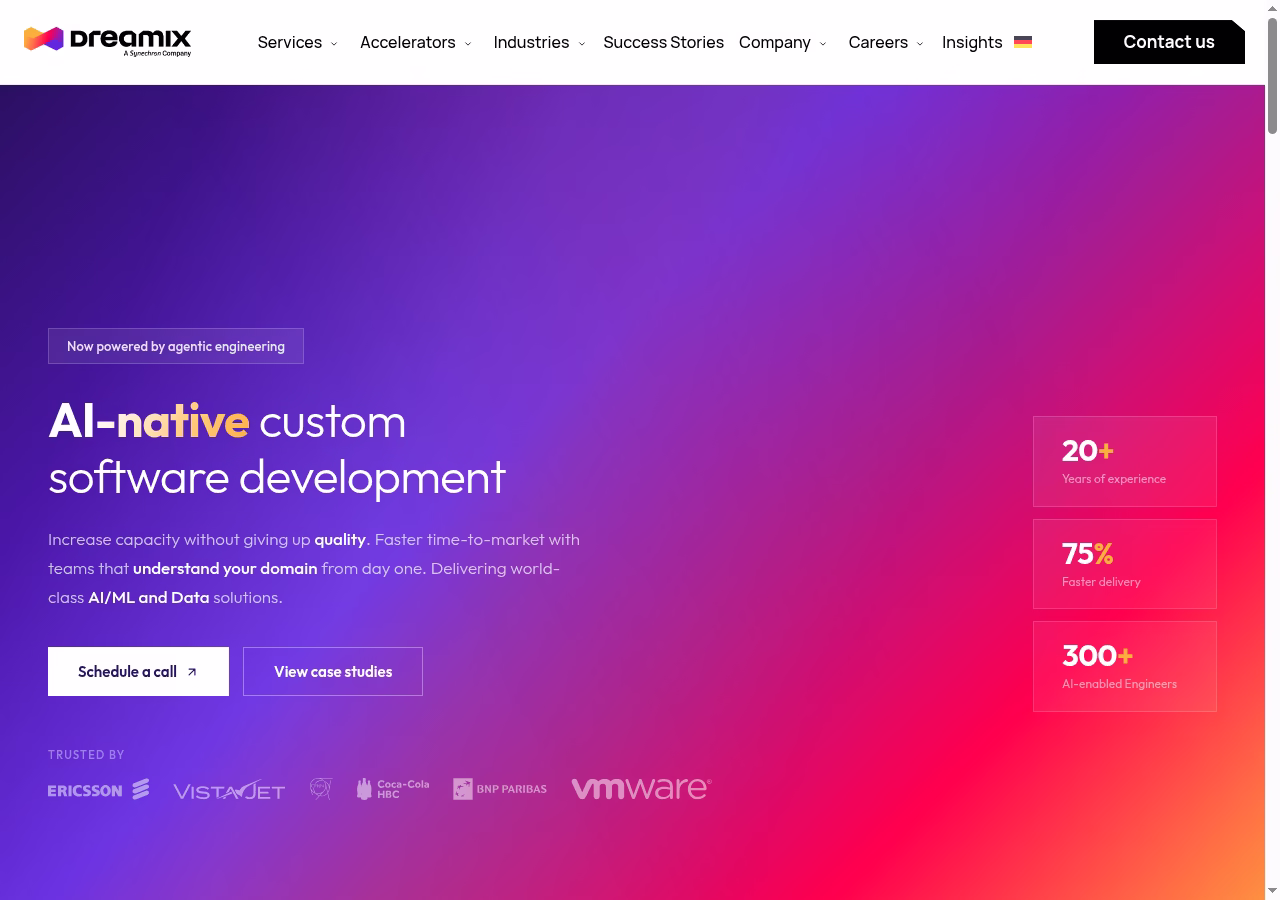 Dreamix website homepage checked October 5, 2026