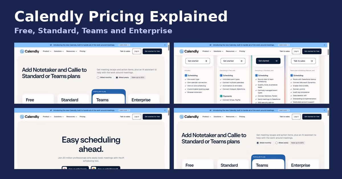 Calendly Pricing: Free, Standard, Teams and Enterprise Plans Explained
