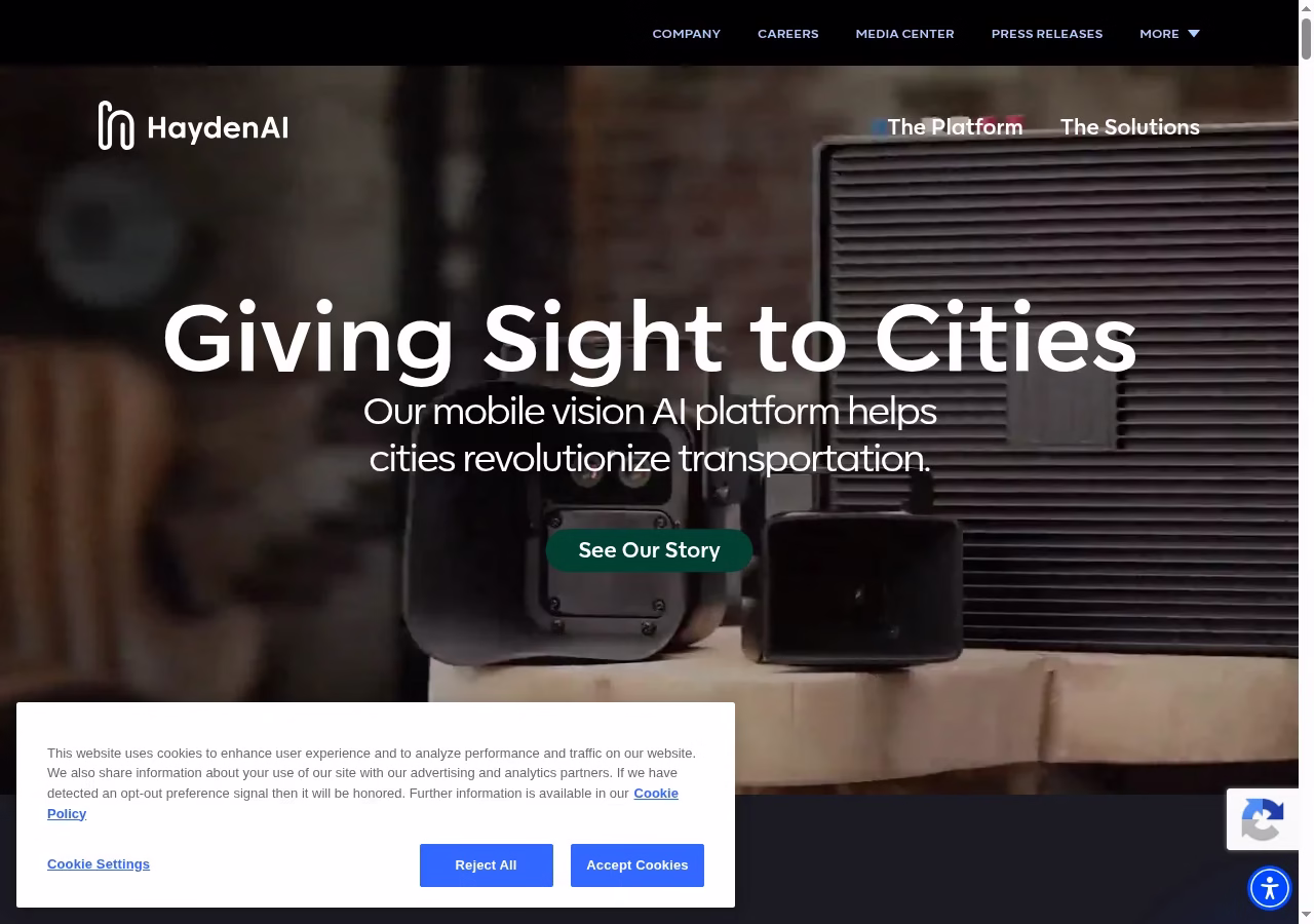 Hayden AI current homepage, October 5, 2026