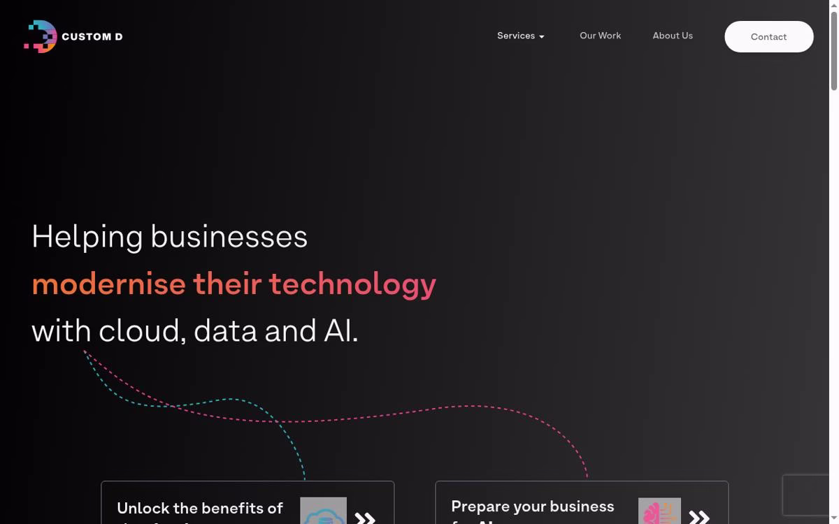 Custom D desktop homepage screenshot