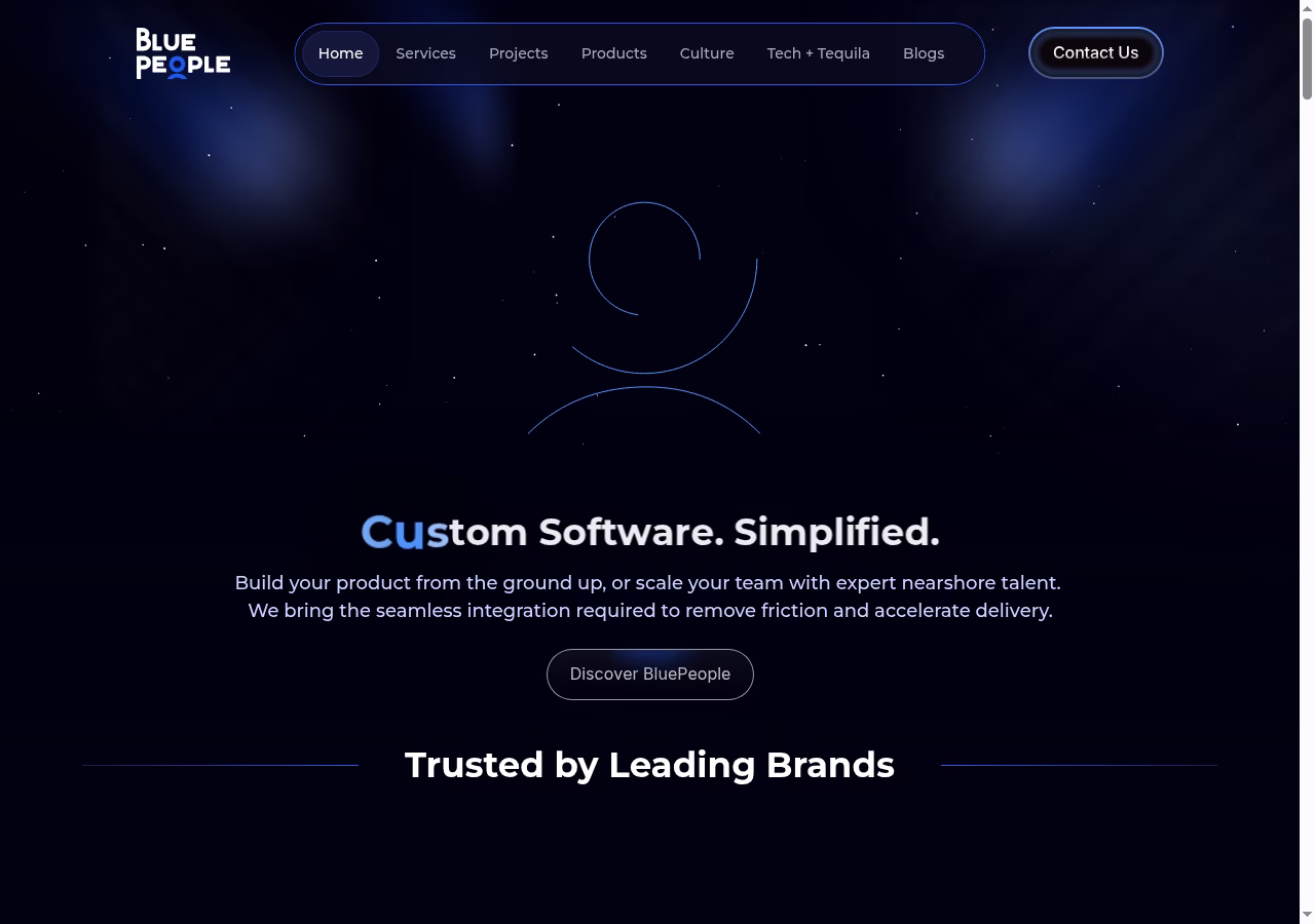 Blue People website homepage checked October 5, 2026