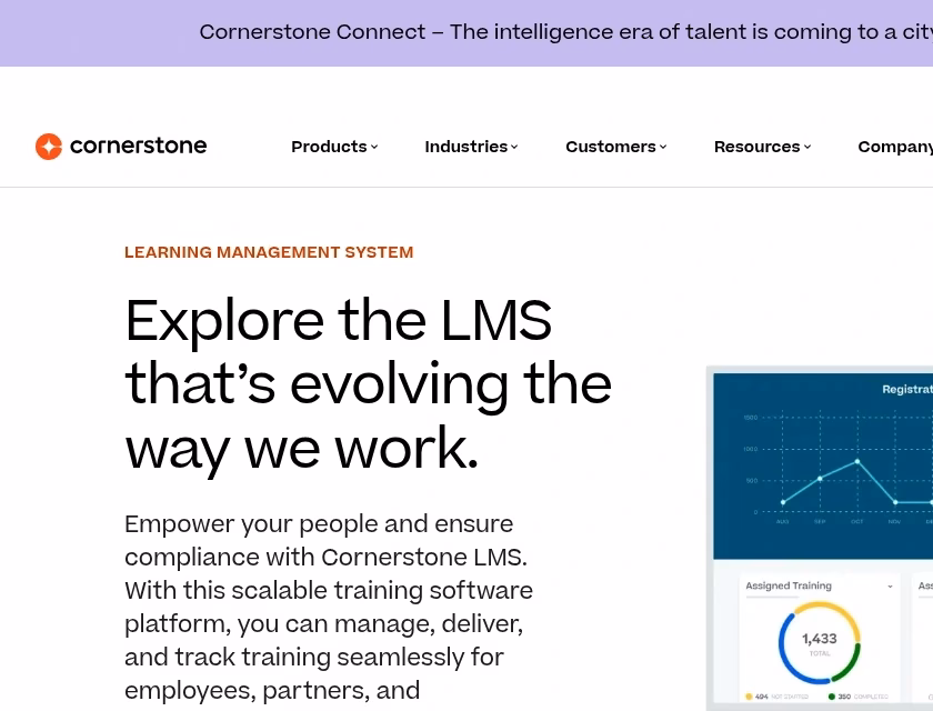 Cornerstone LMS official homepage and product positioning