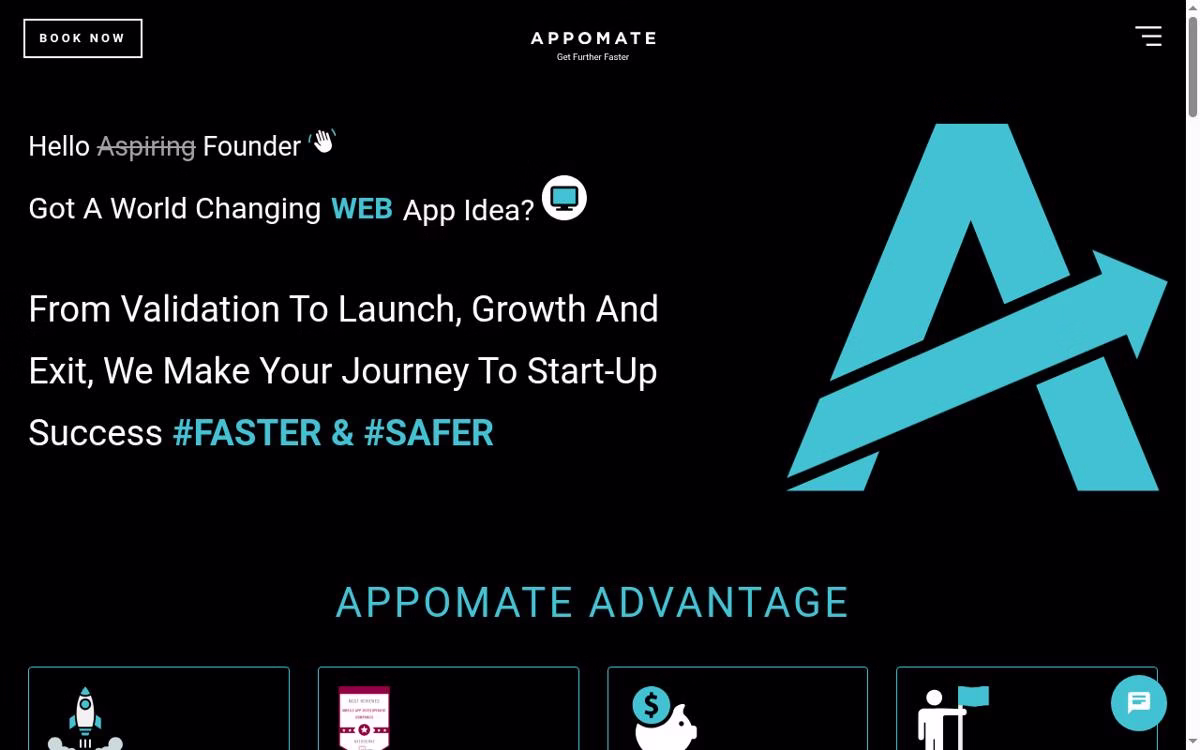Appomate desktop homepage screenshot