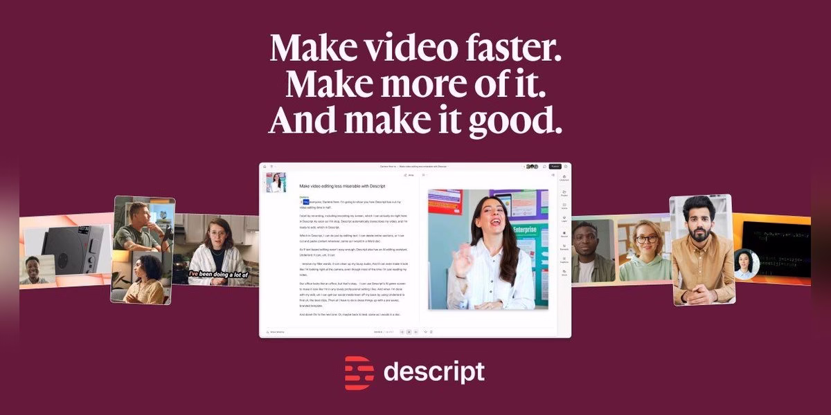 Descript AI video and audio editor promotional image