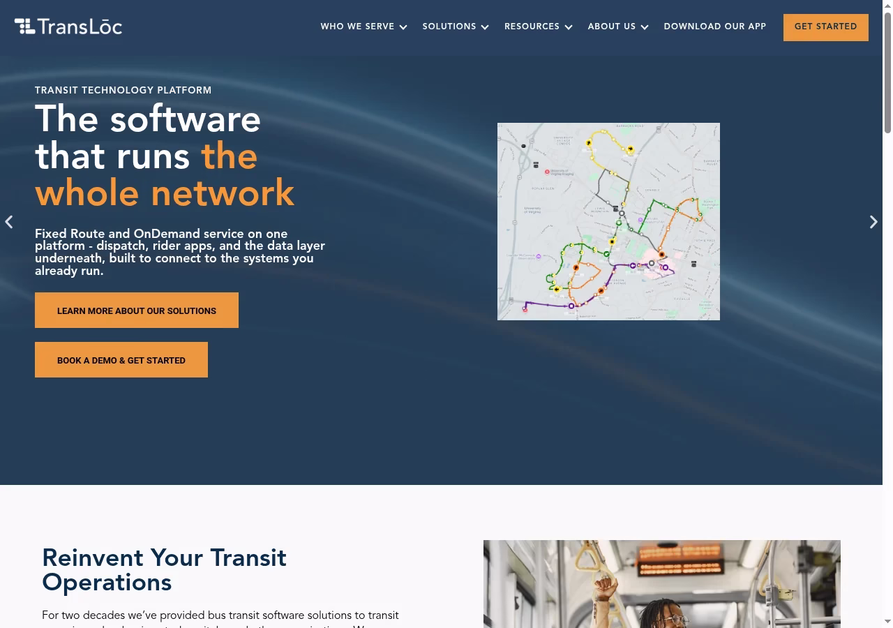 TransLoc current homepage, October 5, 2026