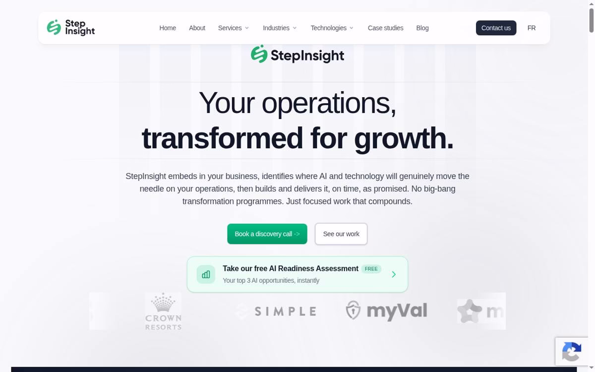StepInsight desktop homepage screenshot