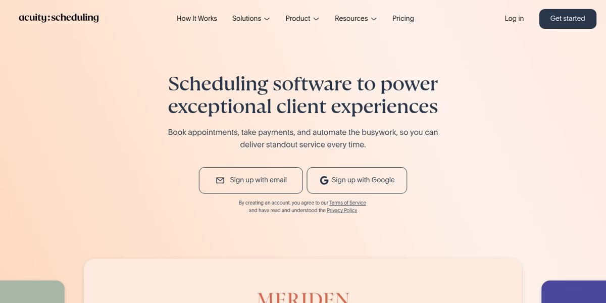 Acuity Scheduling homepage headline Scheduling software to power exceptional client experiences