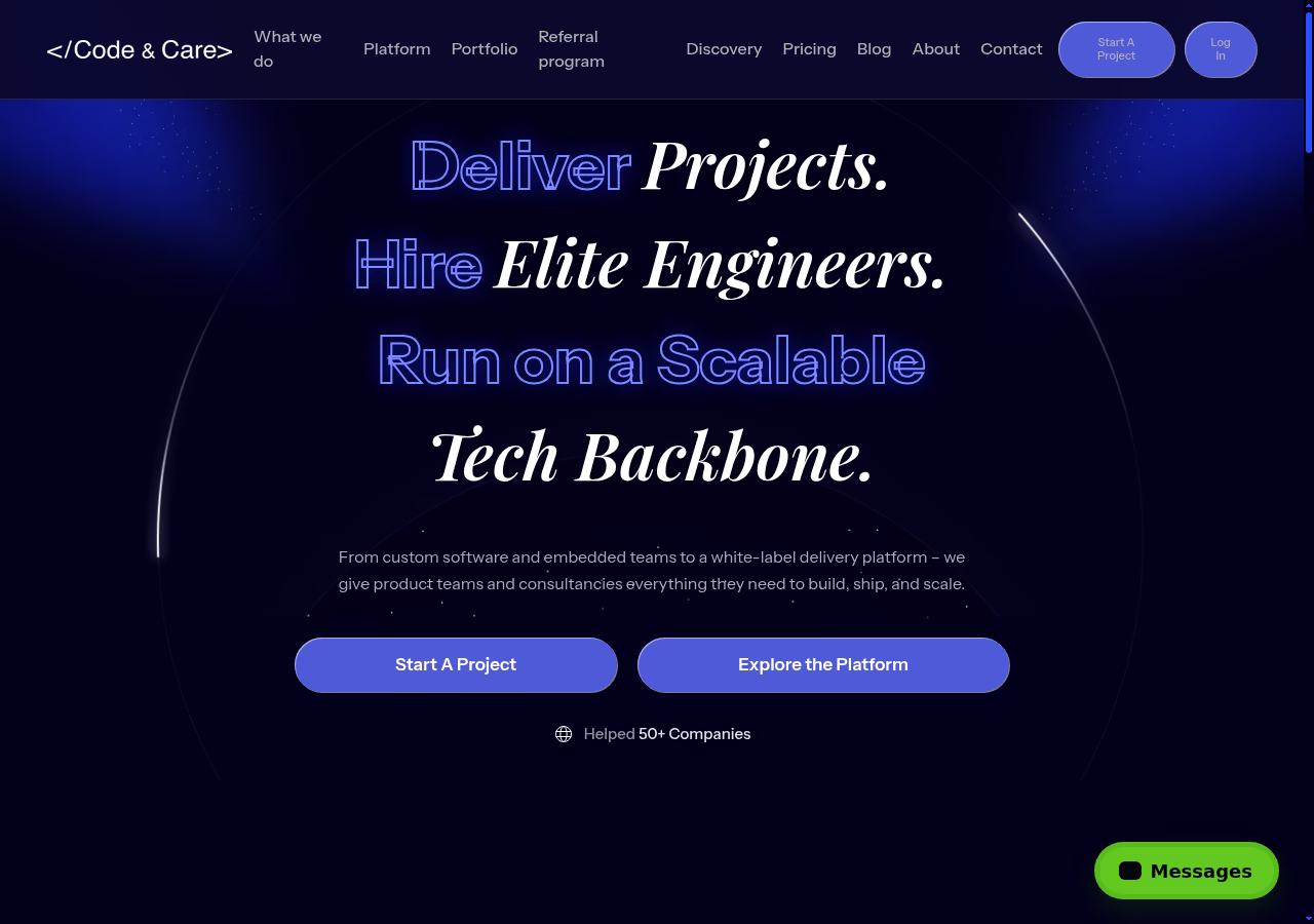 Code & Care website captured October 5, 2026