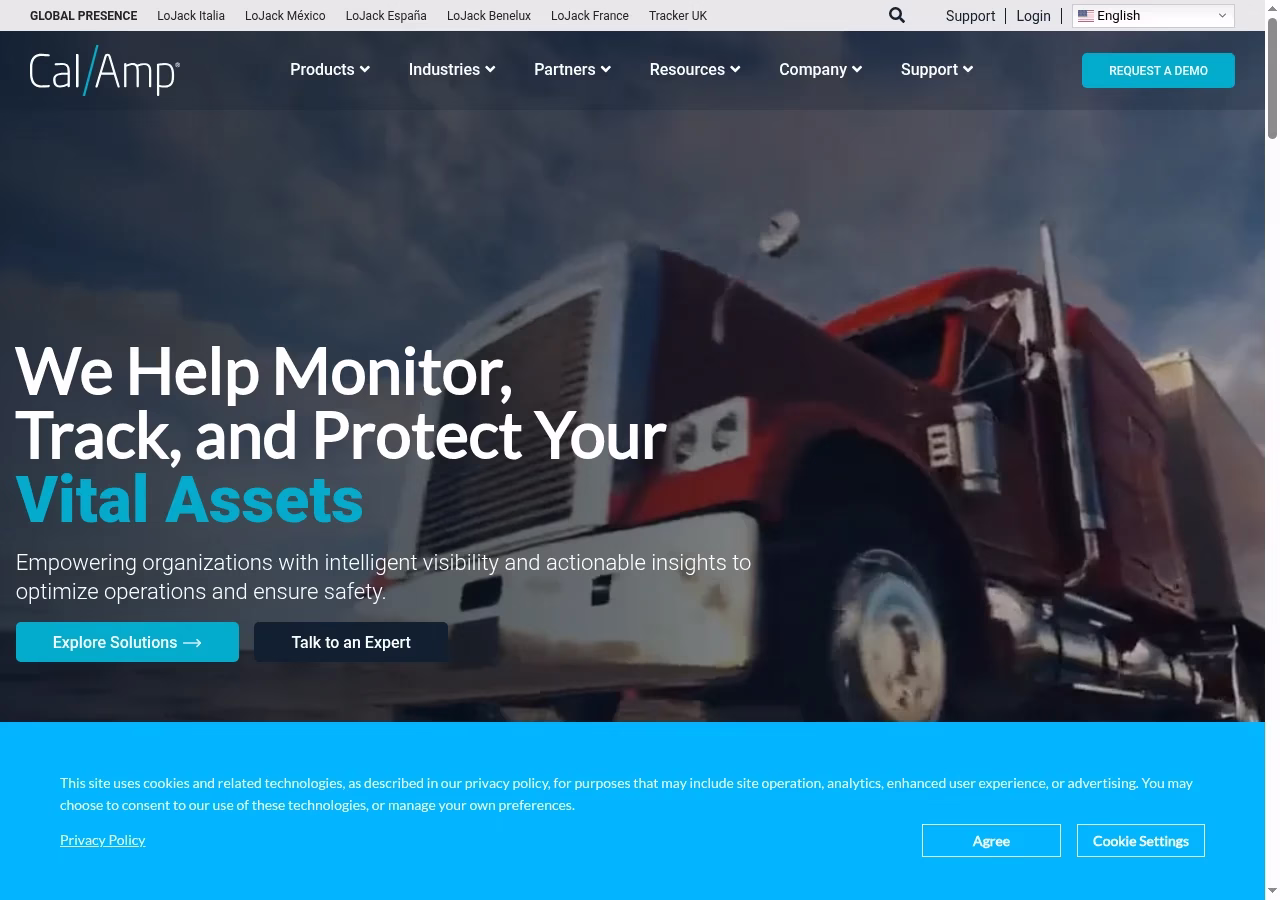 CalAmp current homepage, October 5, 2026