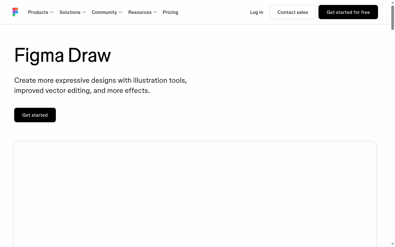 Figma Draw official website hero showing illustration inside a product-design workflow