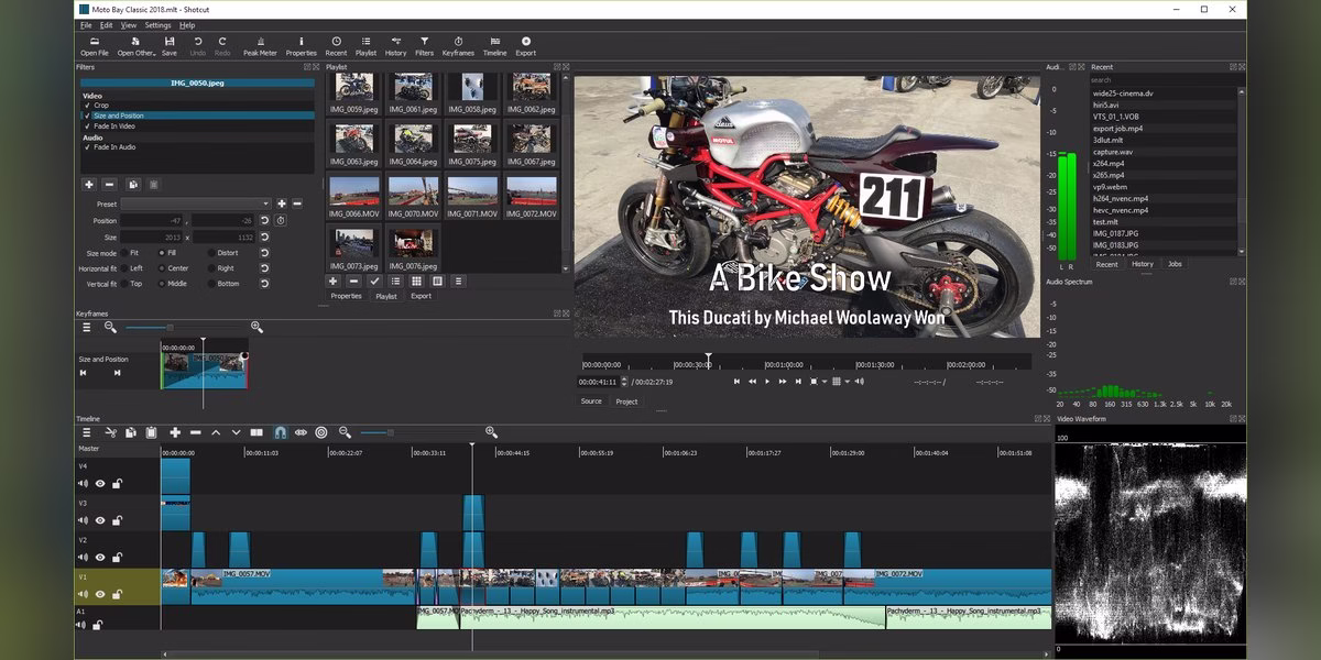 Shotcut video editor interface with a timeline
