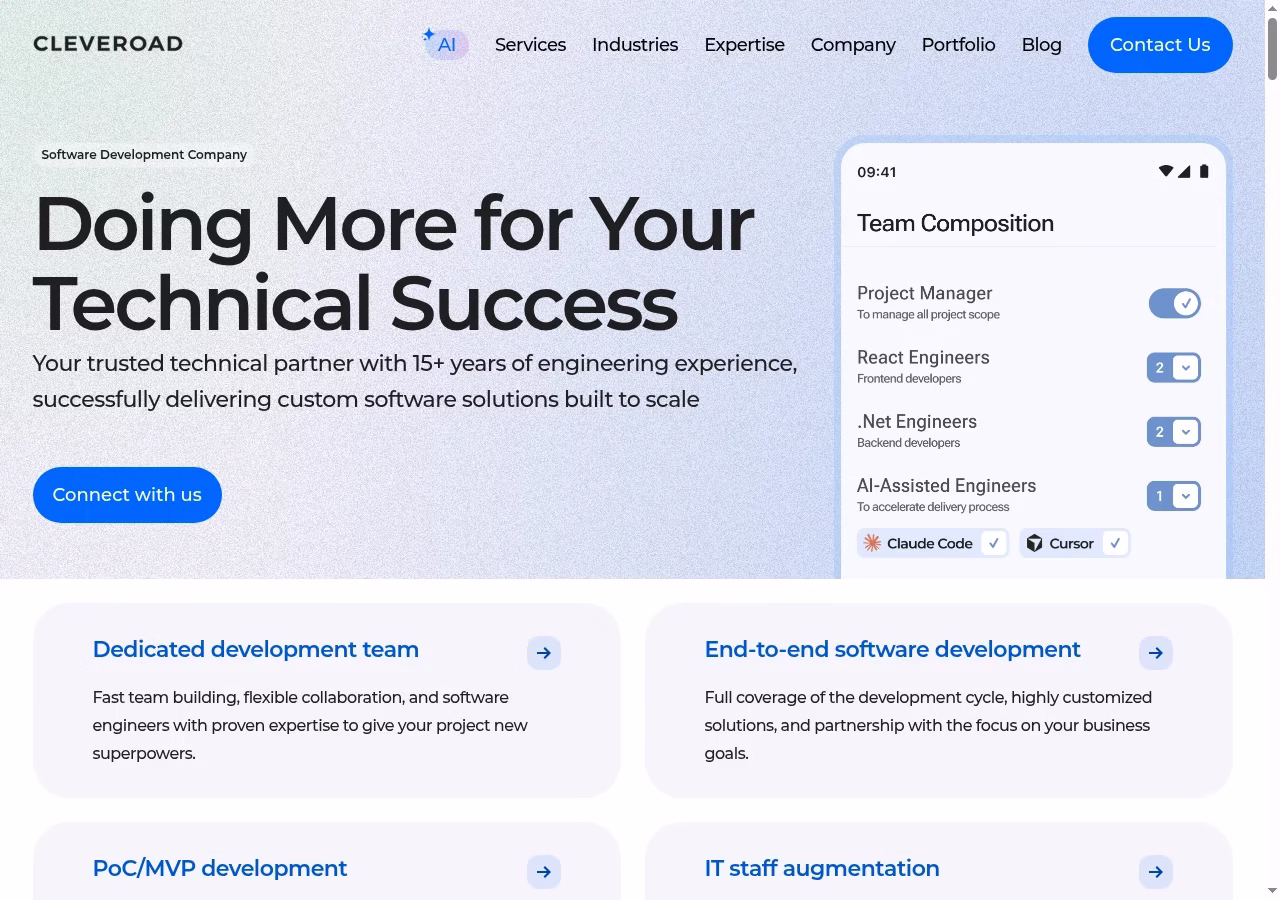 Cleveroad official website, October 2026