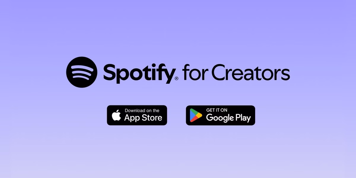 Spotify for Creators logo with App Store and Google Play badges