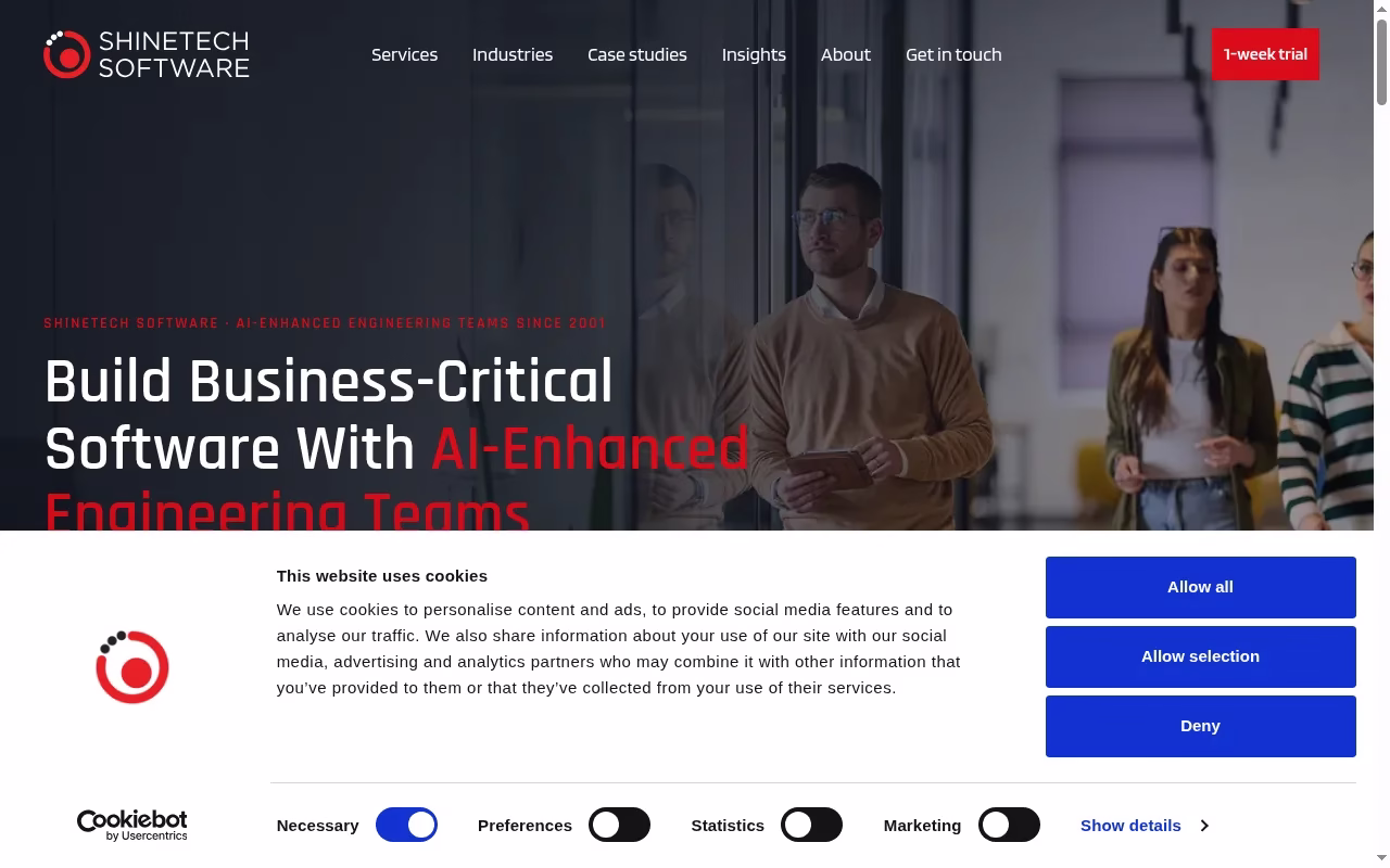 Shinetech official homepage captured October 7, 2026