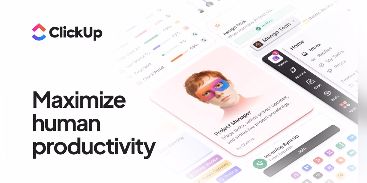 ClickUp brand image for the productivity platform
