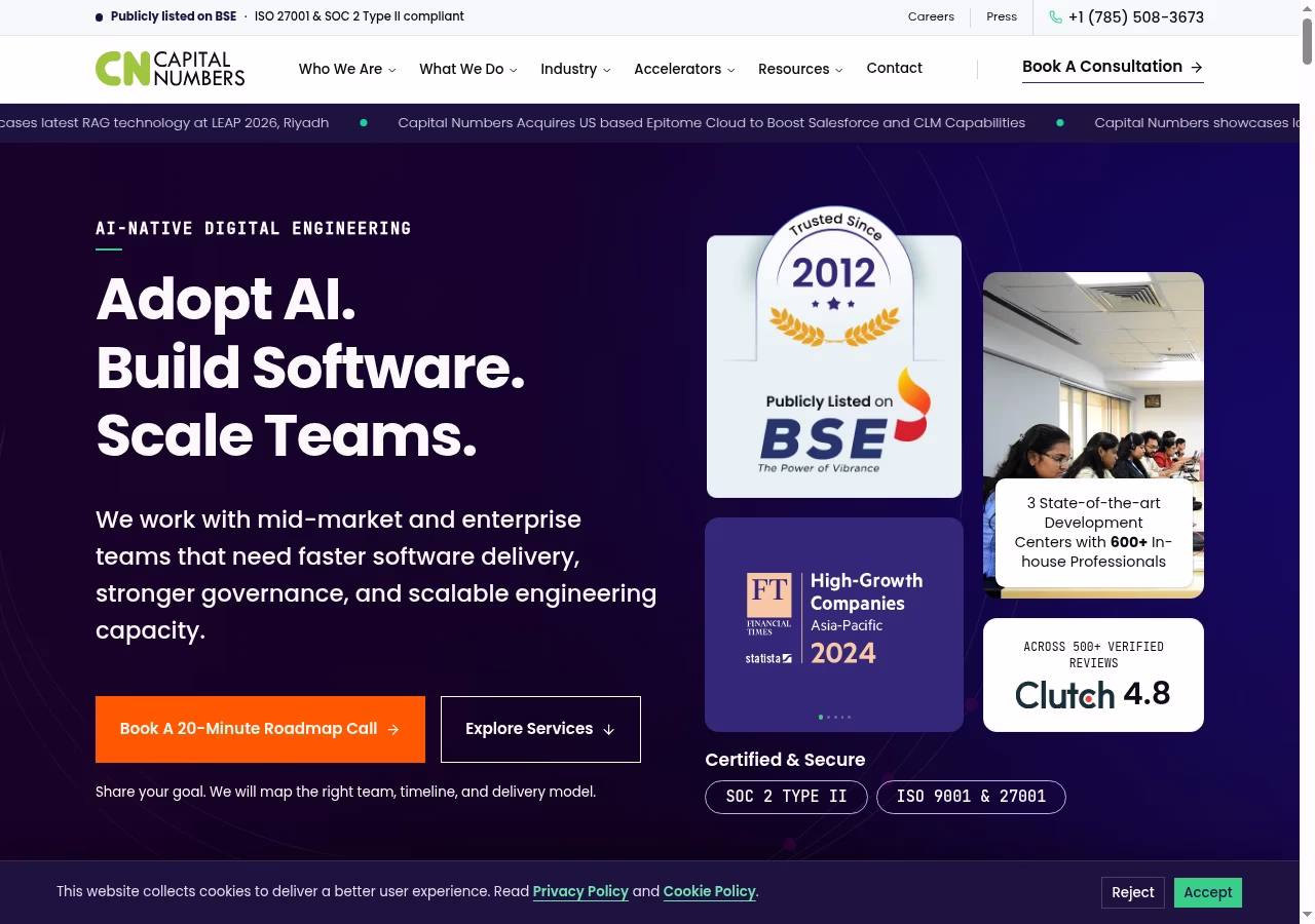 Capital Numbers official website, October 2026