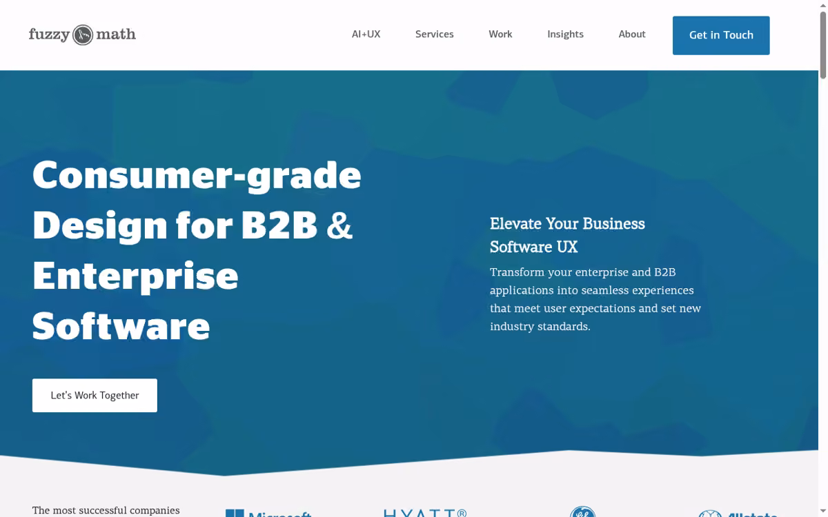 Fuzzy Math desktop homepage showing its current brand and services