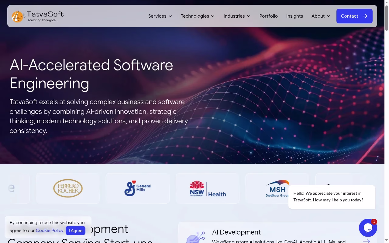 TatvaSoft official homepage captured October 7, 2026