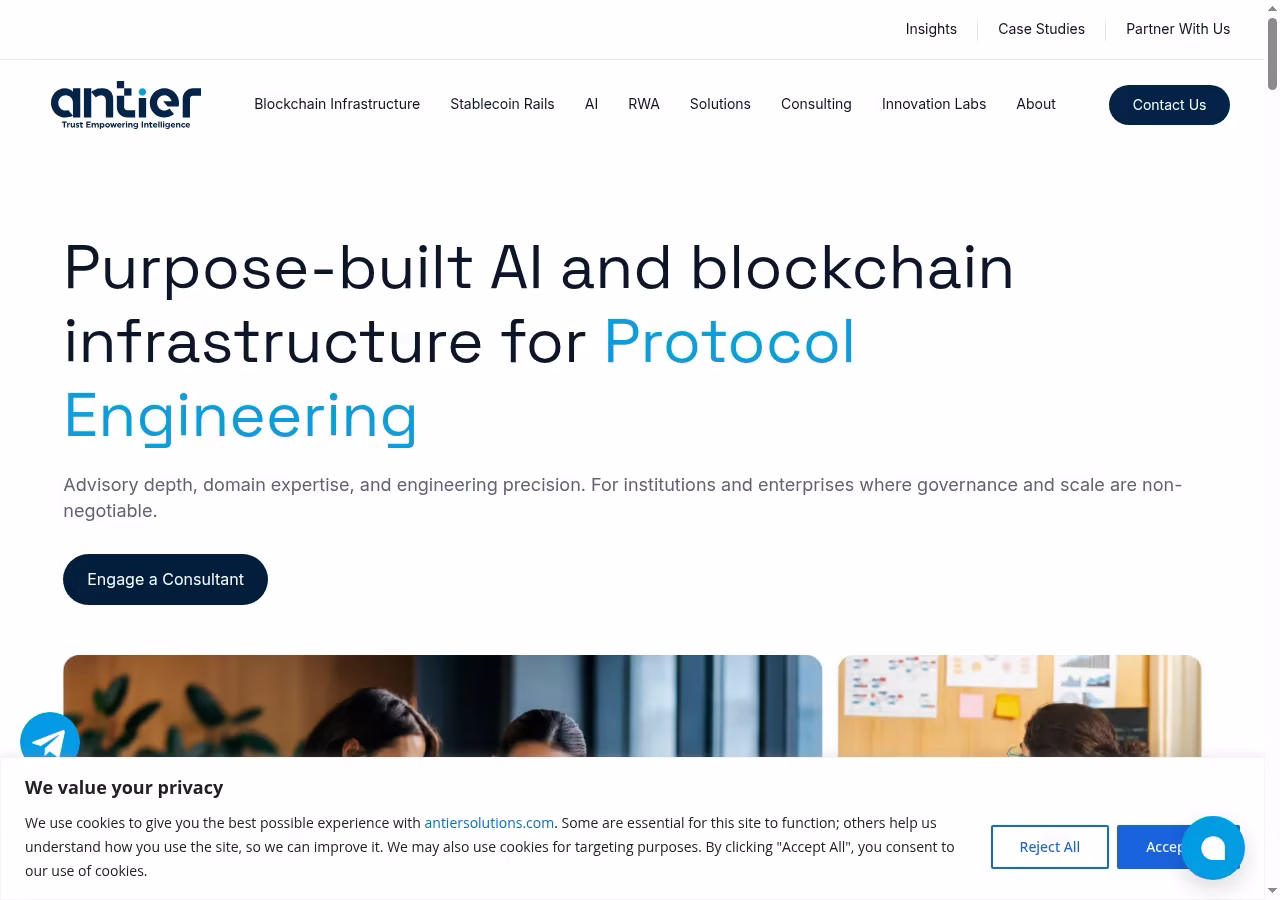 Antier Solutions official website, October 2026
