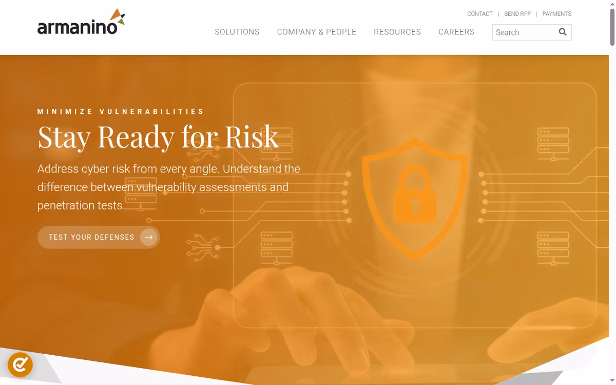 Armanino desktop homepage showing its current brand and services