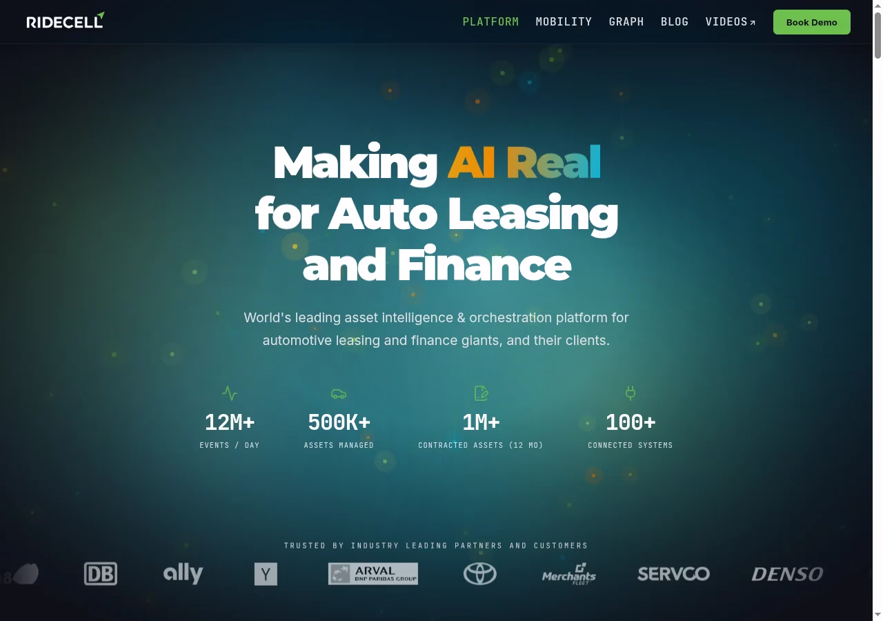 Ridecell current homepage, October 5, 2026