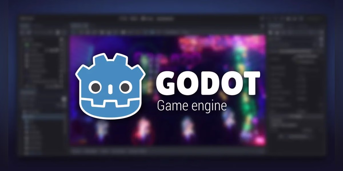 Godot Engine banner with the Godot logo and the words Game engine