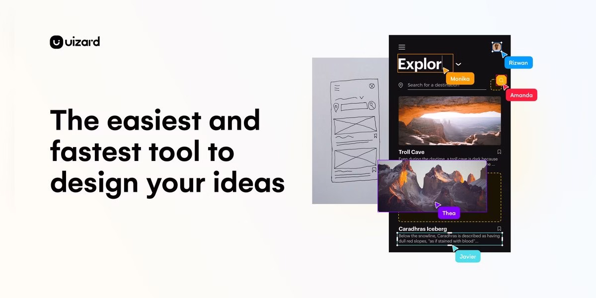 Uizard banner reading The easiest and fastest tool to design your ideas