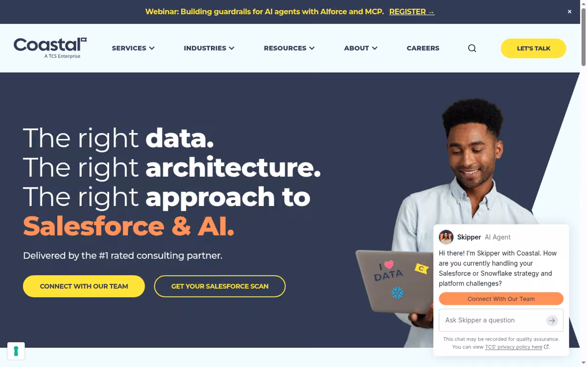 Coastal Cloud desktop homepage showing its current brand and services