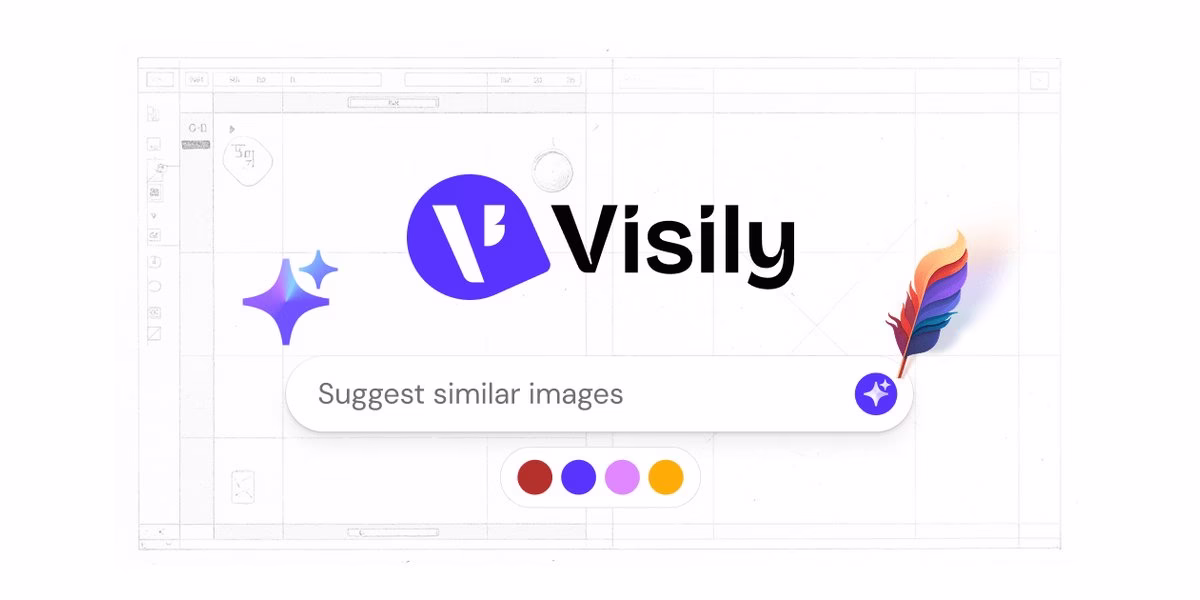 Visily logo with an AI suggestion box on a grid background