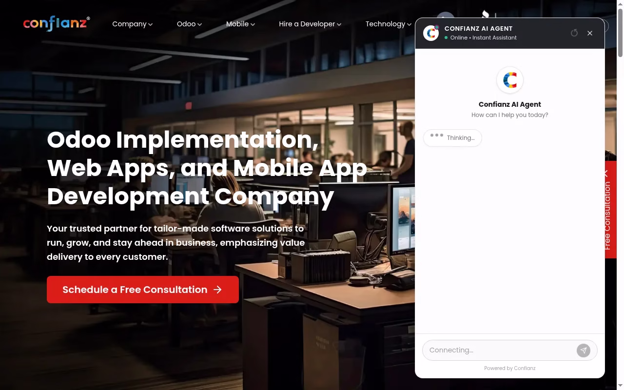 Confianz official homepage captured October 7, 2026