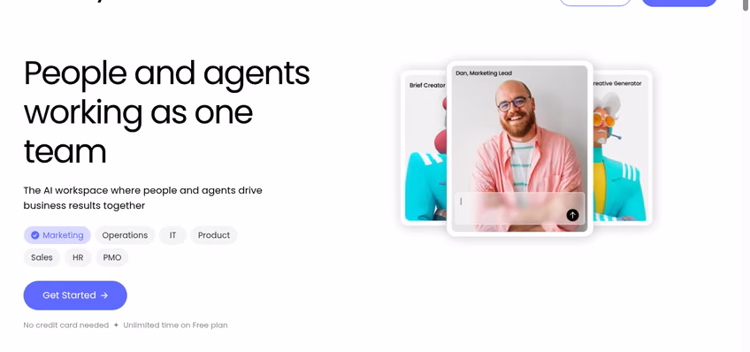 monday.com homepage presenting its Work OS for managing projects and workflows
