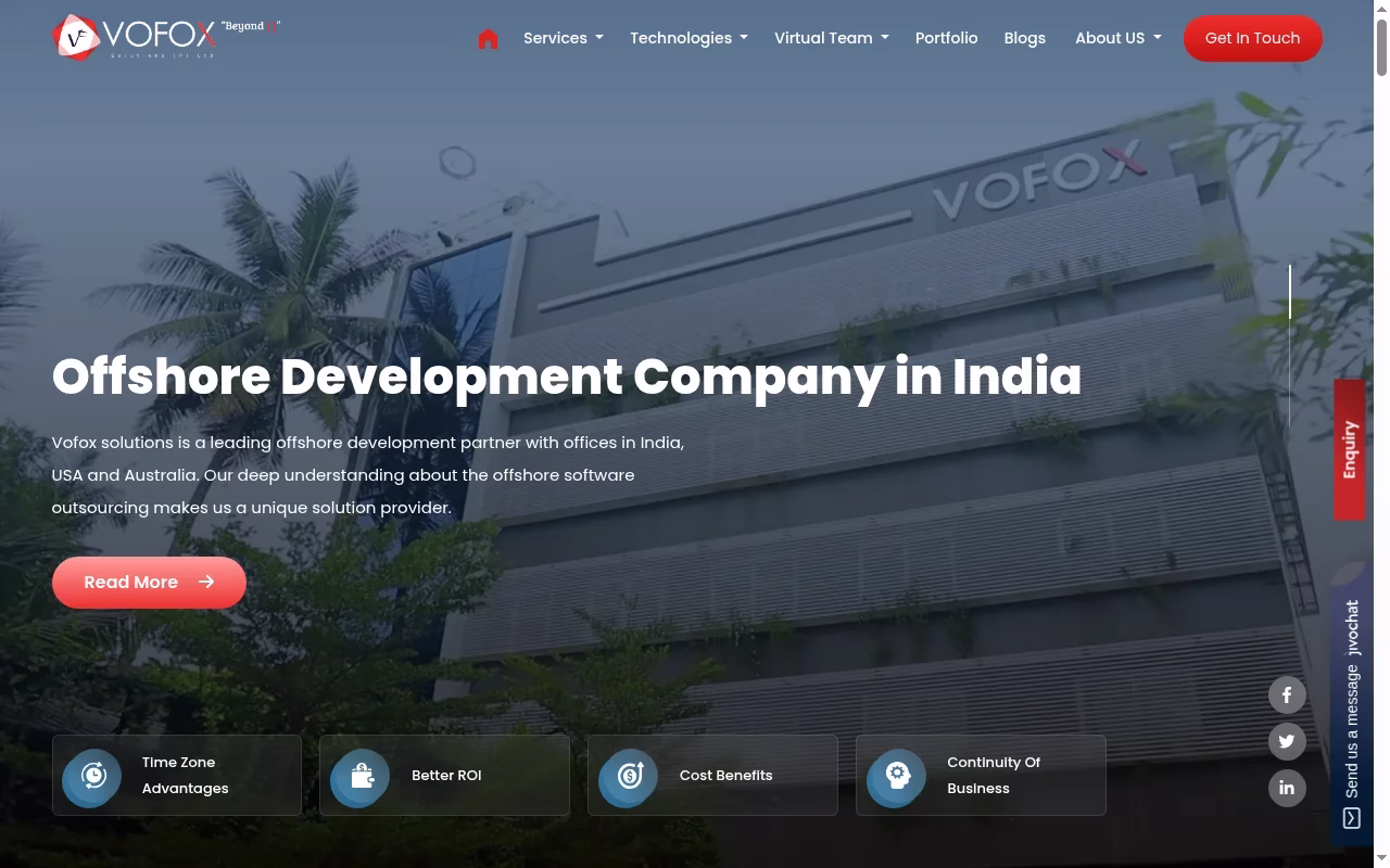 Vofox Solutions official homepage captured October 7, 2026